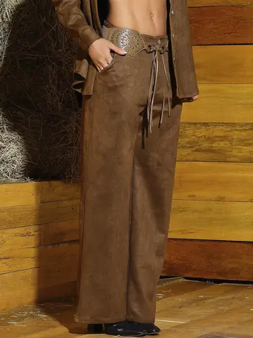 Calça Pantalona Elegante e Versátil com Cinto Sofisticado Pit Bull Jeans Luxo