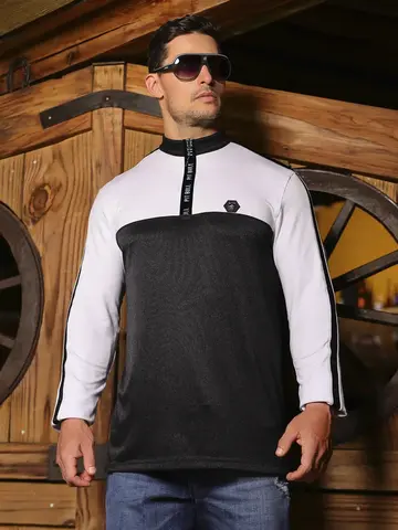 Polo Masculina Manga Longa Sofisticada e Confortável com Ziper Personalizado Pit Bull Jeans Luxo