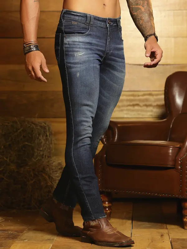 Calça Slim Masculina Casual e Sofisticada com Detalhes Puídos Pit Bull Jeans Luxo