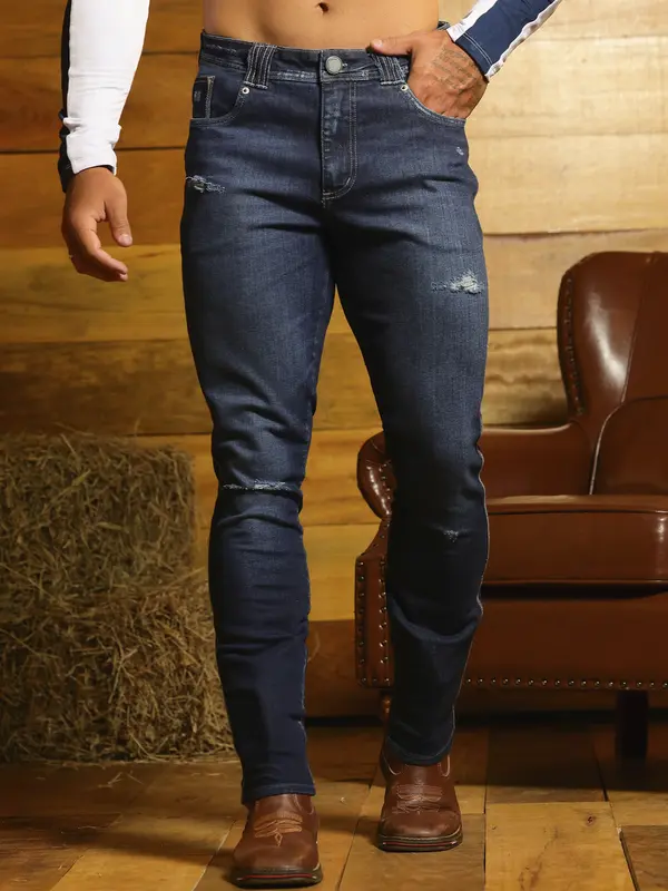 Calça Masculina Autêntica e Confortável com Lavagem Escura Pit Bull Jeans Luxo