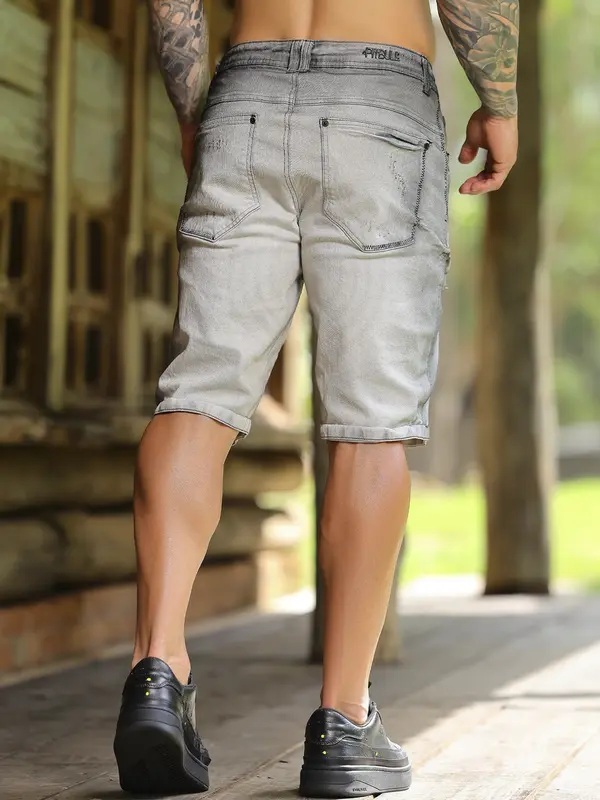 Bermuda Masculina Autêntica com Detalhes Destroyed e Acabamento Estiloso Pit Bull Jeans Luxo