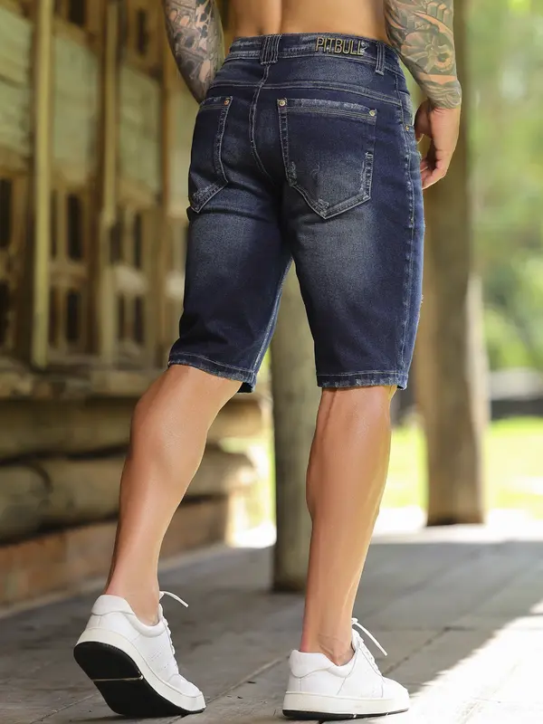 Bermuda Masculina Versátil e Casual com Logomania Bordada Pit Bull Jeans Luxo