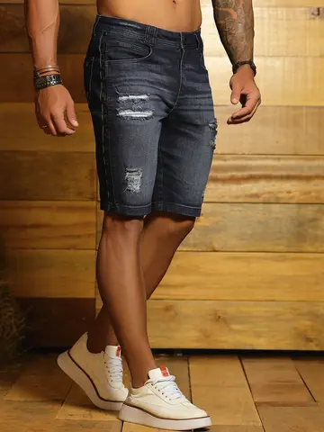 Bermuda Masculina Sofisticada e Casual com Estilo Destroyed Pit Bull Jeans Luxo