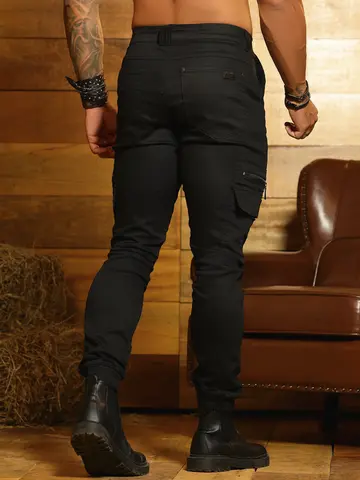 Calça Masculina Jogger Estilosa com Bolsos Cargo e Cordão de Amarração Pit Bull Jeans Luxo