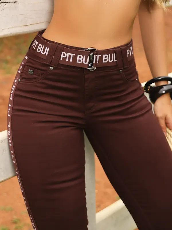 Calça Skinny Color Modeladora com Cinto e Lateral Personalizada Pit Bull Jeans Luxo