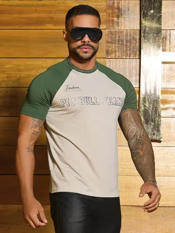 Camiseta Gola O Sofisticada com Estilo Esportivo e Estampa em Relevo Pit Bull Jeans Luxo