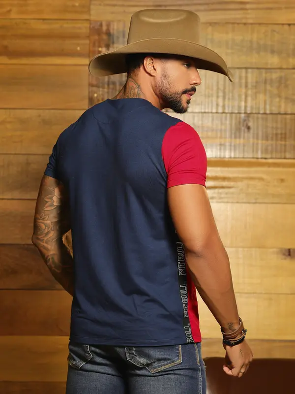 Camiseta Gola O Autêntica e Estilosa com Elásticos Laterais Pit Bull Jeans Luxo