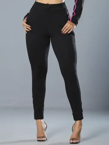 Calça Jogger Preta Estilosa e Confortável com Lateral Personalizada Pit Bull Jeans Luxo