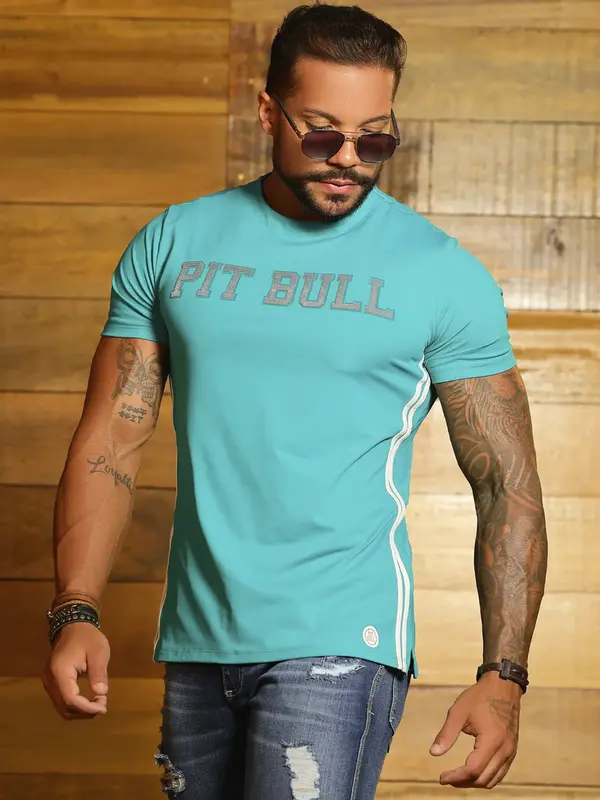 Camiseta Gola O Estilosa e Casual com Estampa em Relevo Pit Bull Jeans Luxo