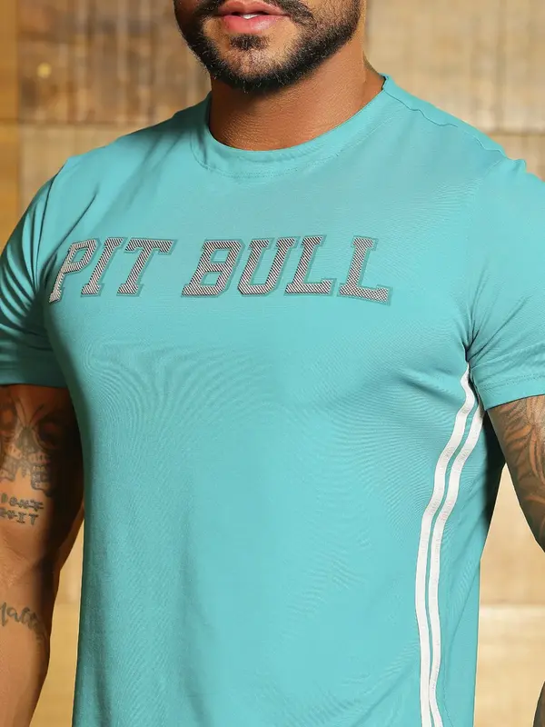 Camiseta Gola O Estilosa e Casual com Estampa em Relevo Pit Bull Jeans Luxo