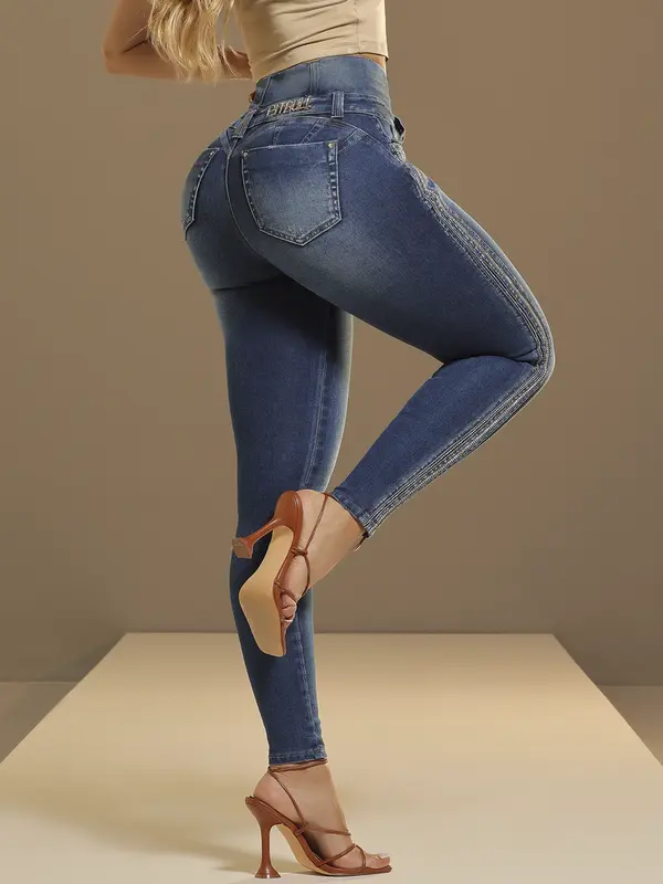 Calça Cintura Perfeita Modeladora e Sofisticada com Strass Lateral Pit Bull Jeans Luxo