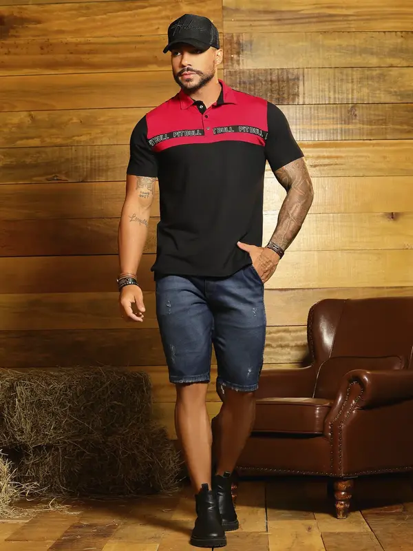 Bermuda Masculina Estilosa com Cordão de Amarração e Detalhe Lateral Pit Bull Jeans Luxo