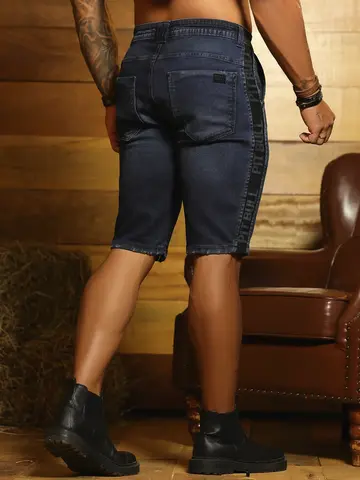 Bermuda Masculina Estilosa com Cordão de Amarração e Detalhe Lateral Pit Bull Jeans Luxo