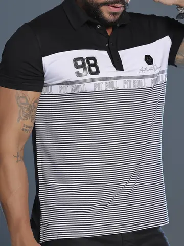 Polo Masculina Autêntica e Sofisticada com Estampa em Relevo Pit Bull Jeans Luxo