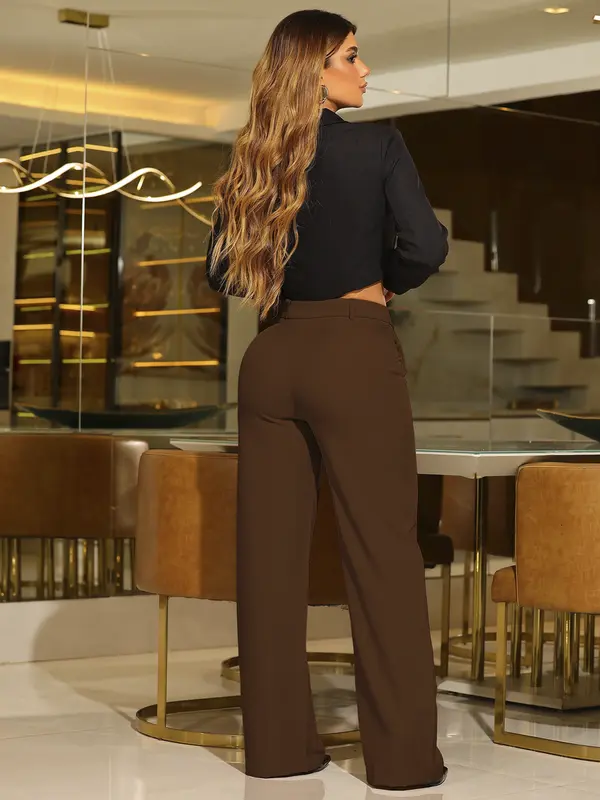 Calça Pantalona Elegante com Modelagem Alfaiataria e Cinto Casual Empório Pit Bull