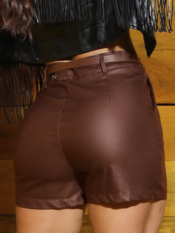 Short Feminino Empório Pit Bull Sofisticado e Versátil com Cinto Casual