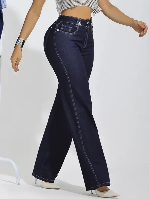 Calça Wide Leg Slim Pit Bull Jeans Premium Sofisticada e Versátil com Efeito Alongador