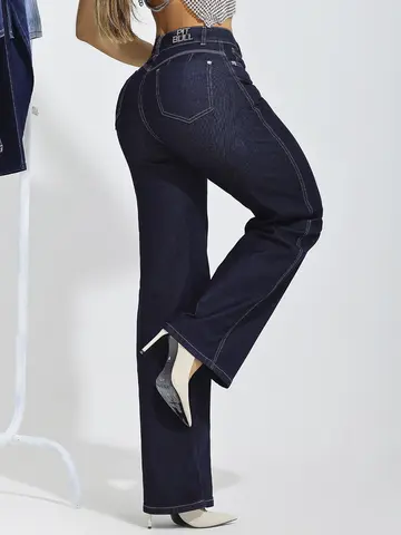 Calça Wide Leg Slim Pit Bull Jeans Premium Sofisticada e Versátil com Efeito Alongador