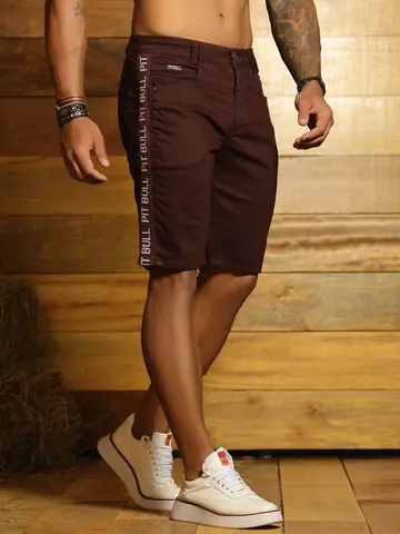 Bermuda Masculina Color Estilosa e Versátil com Lateral Personalizada Pit Bull Jeans Luxo