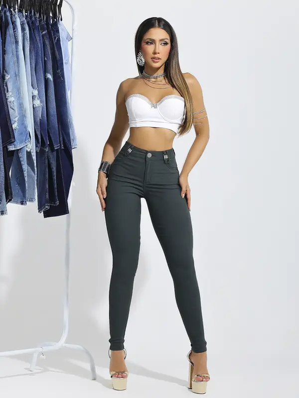 Calça Montaria Color Sofisticada e Casual com Caimento Modelador Pit Bull Jeans Premium