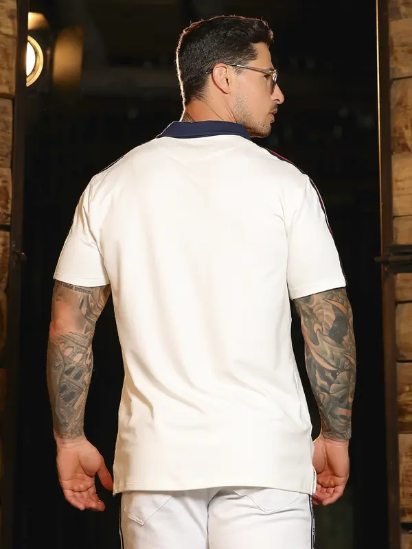 Camiseta Gola Polo Branca Estilosa Pit Bull Jeans Luxo