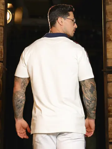 Camiseta Gola Polo Branca Estilosa Pit Bull Jeans Luxo