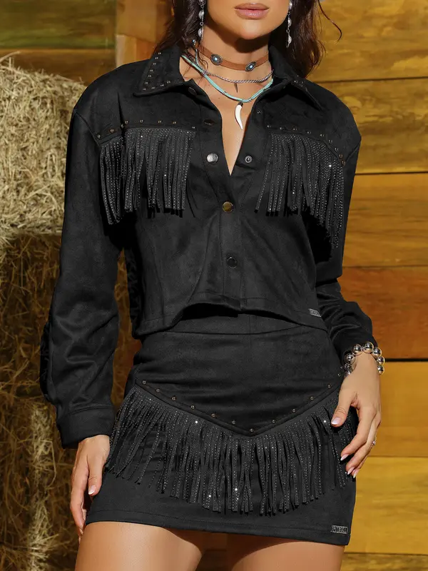 Conjunto Camisa Cropped e Saia Fashion e Refinado Pit Bull Jeans Luxo