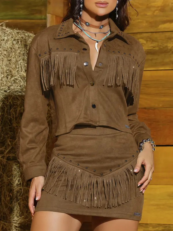 Conjunto Camisa Cropped e Saia Fashion e Refinado Pit Bull Jeans Luxo