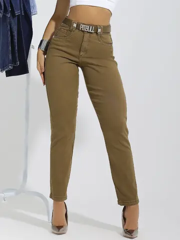 Calça Mom Color com Cinto Personalizado Pit Bull Jeans Premium