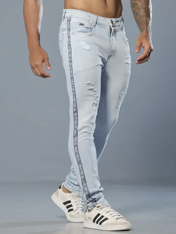 Calça Masculina Slim Com Cadarço Lateral Pit Bull Jeans Luxo