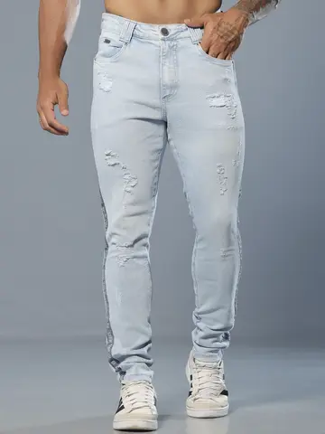 Calça Masculina Slim Com Cadarço Lateral Pit Bull Jeans Luxo