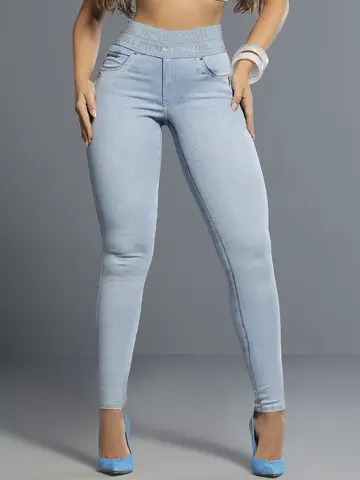 Calça Skinny Cintura Alta Modeladora com Elástico no Cós Pit Bull Jeans Luxo