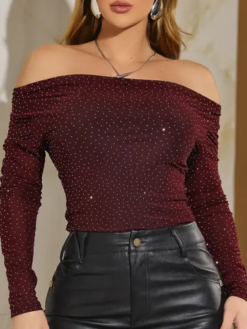 Blusa Manga Longa Sofisticada Com Cristais Pit Bull Jeans Luxo