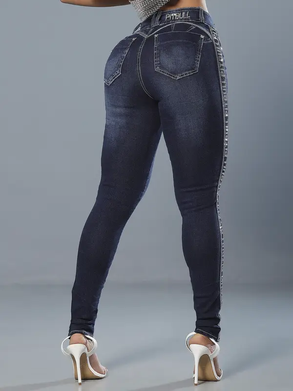 Calça Skinny com Elásticos Laterais Personalizados Pit Bull Jeans Luxo
