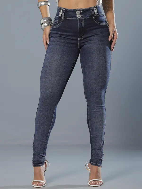 Calça Skinny com Elásticos Laterais Personalizados Pit Bull Jeans Luxo