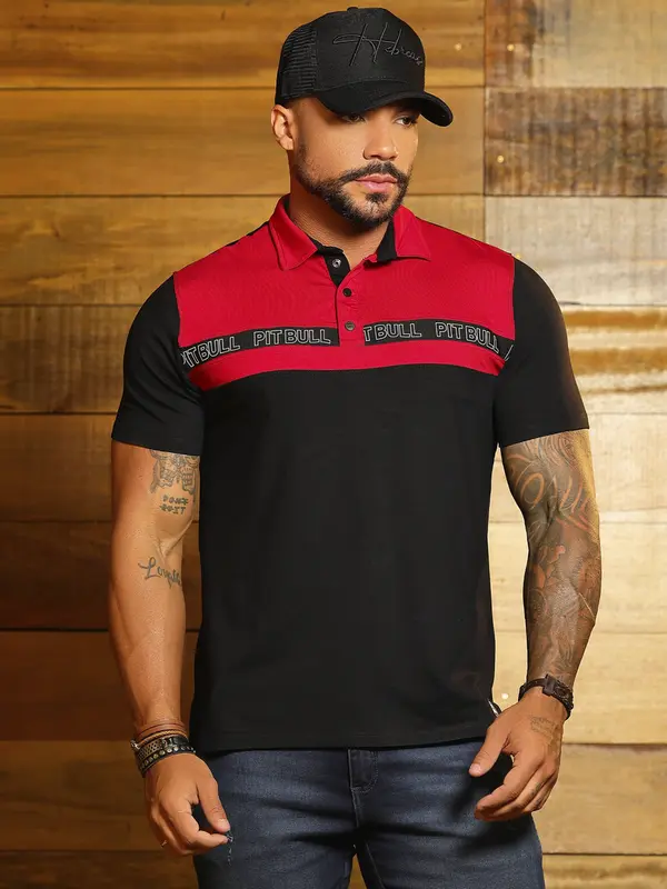 Polo Masculina Bicolor Sofisticada e Estilosa com Relevo Pit Bull Jeans Luxo