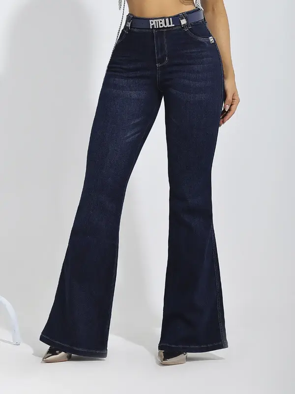 Calça Flare Elegante e Confortável com Cinto Casual Pit Bull Jeans Premium