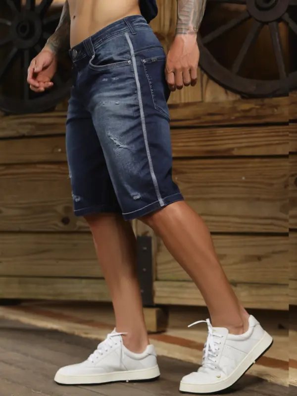 Bermuda Masculina Sofisticada e Confortável com Detalhes Puídos Pit Bull Jeans Luxo