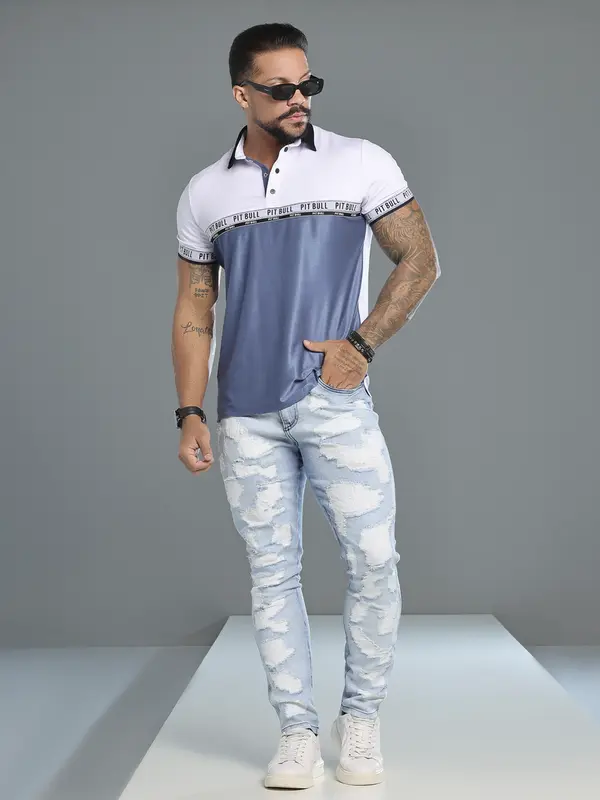 Polo Masculina Sofisticada com Detalhes Personalizados Pit Bull Jeans Luxo