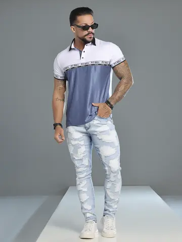 Polo Masculina Sofisticada com Detalhes Personalizados Pit Bull Jeans Luxo