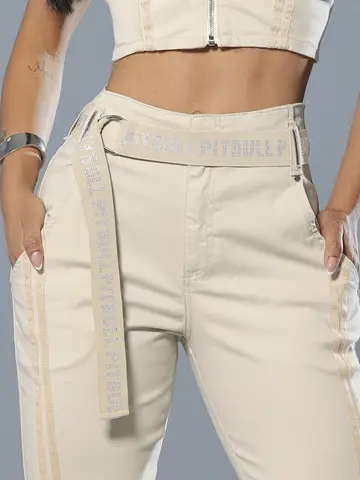 Calça Jogger Color Sofisticada com Cinto Pit Bull Jeans Luxo