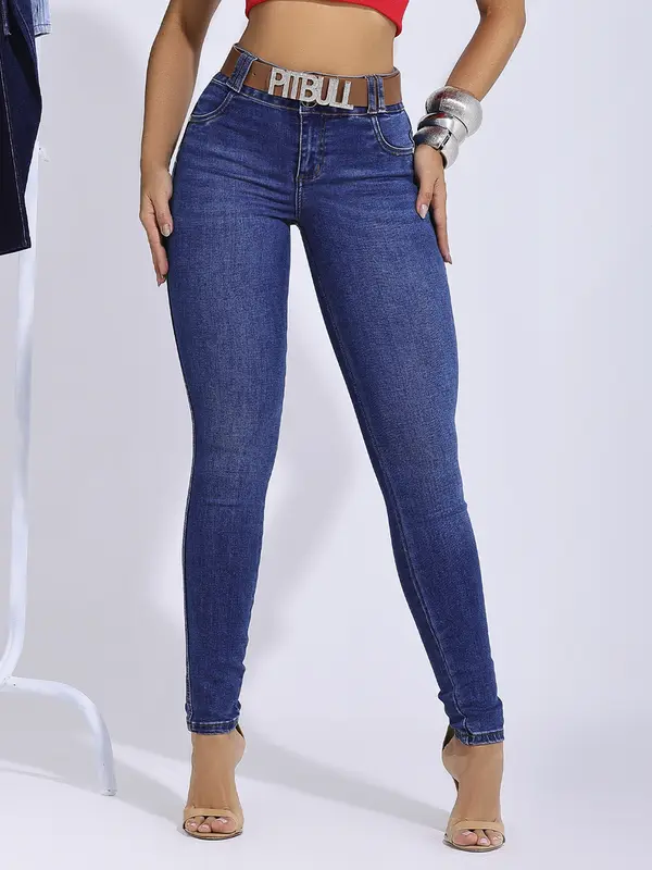 Calça Hot Pants com Cinto Casual e Modelagem Ajustada Pit Bull Jeans Premium