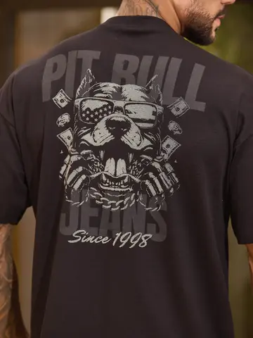 Camiseta Gola O Oversized Estilosa com Caimento Moderno Pit Bull Jeans Luxo