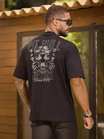 Camiseta Gola O Oversized Estilosa com Caimento Moderno Pit Bull Jeans Luxo