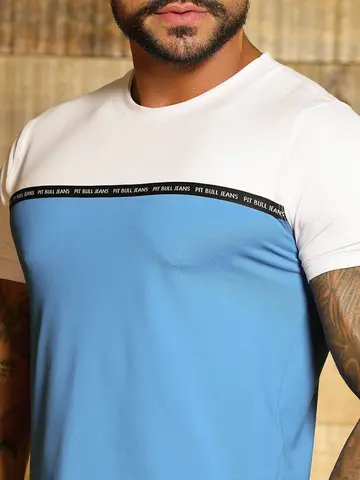 Camiseta Gola O Bicolor Sofisticada e Estilosa com Elástico Frontal Pit Bull Jeans Luxo