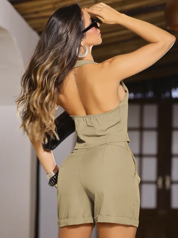 Conjunto Short e Colete Empório Pit Bull Sofisticado e Casual com Caimento Confortável