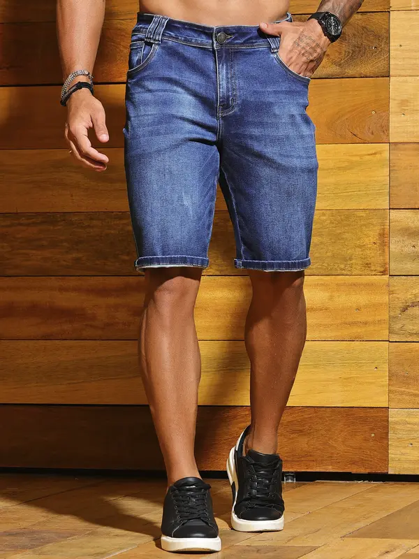 Bermuda Masculina Casual e Versátil com Lavado Médio Pit Bull Jeans Luxo