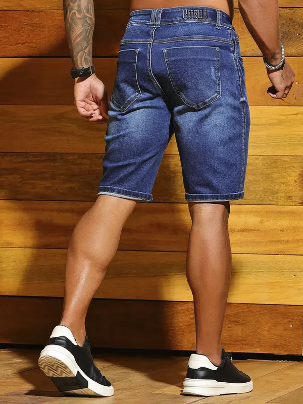 Bermuda Masculina Casual e Versátil com Lavado Médio Pit Bull Jeans Luxo