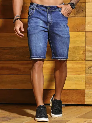 Bermuda Masculina Casual e Versátil com Lavado Médio Pit Bull Jeans Luxo