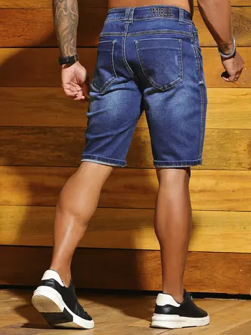 Bermuda Masculina Casual e Versátil com Lavado Médio Pit Bull Jeans Luxo